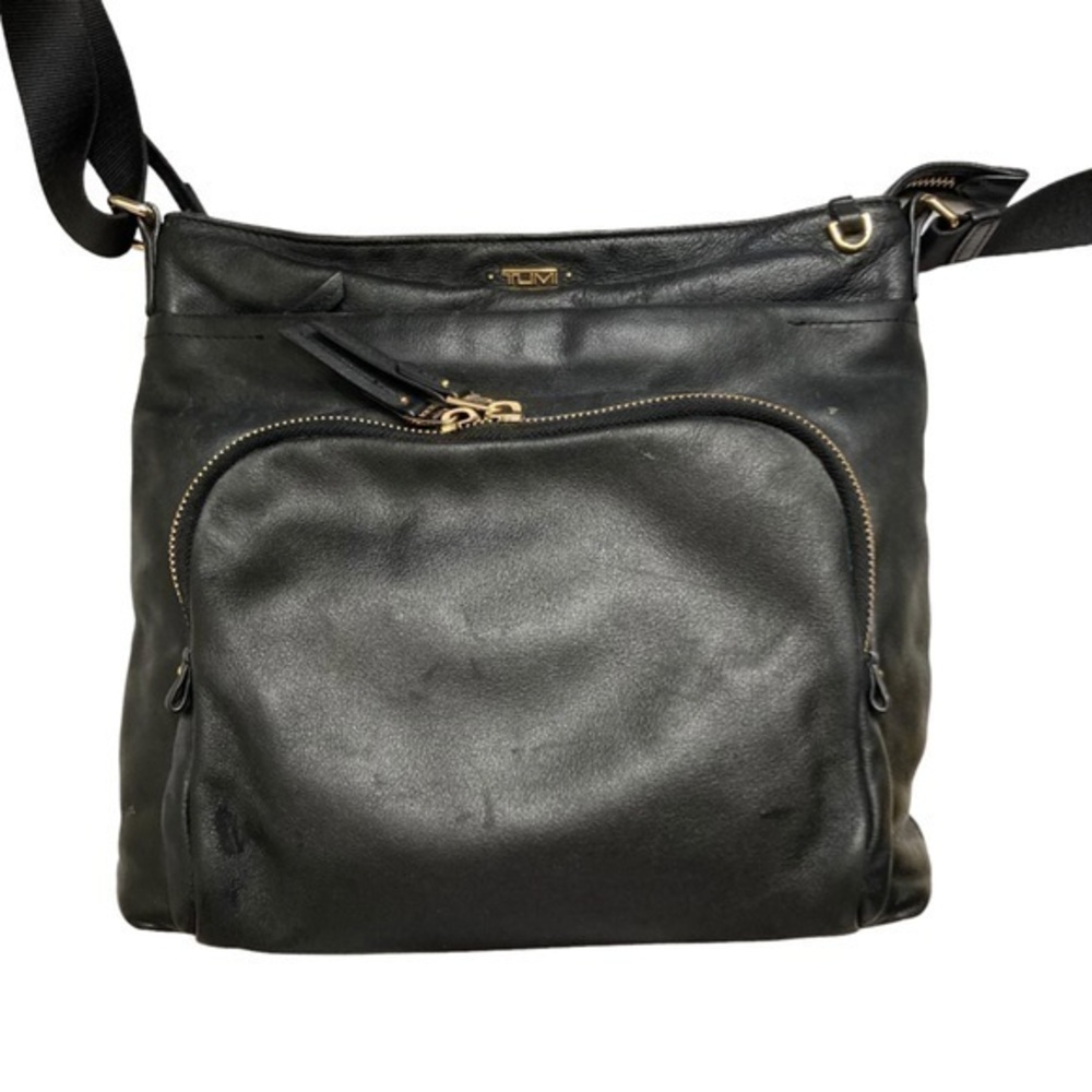 Tumi crossbody messenger bag black leather